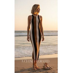 A.L.C Marco Knit Maxi Dress XS Brown Black